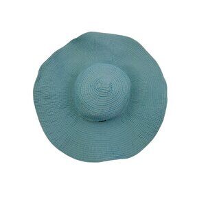 Cappelli White/Turquoise Wide Brim Floppy Packable Bendable Sun Hat Women's